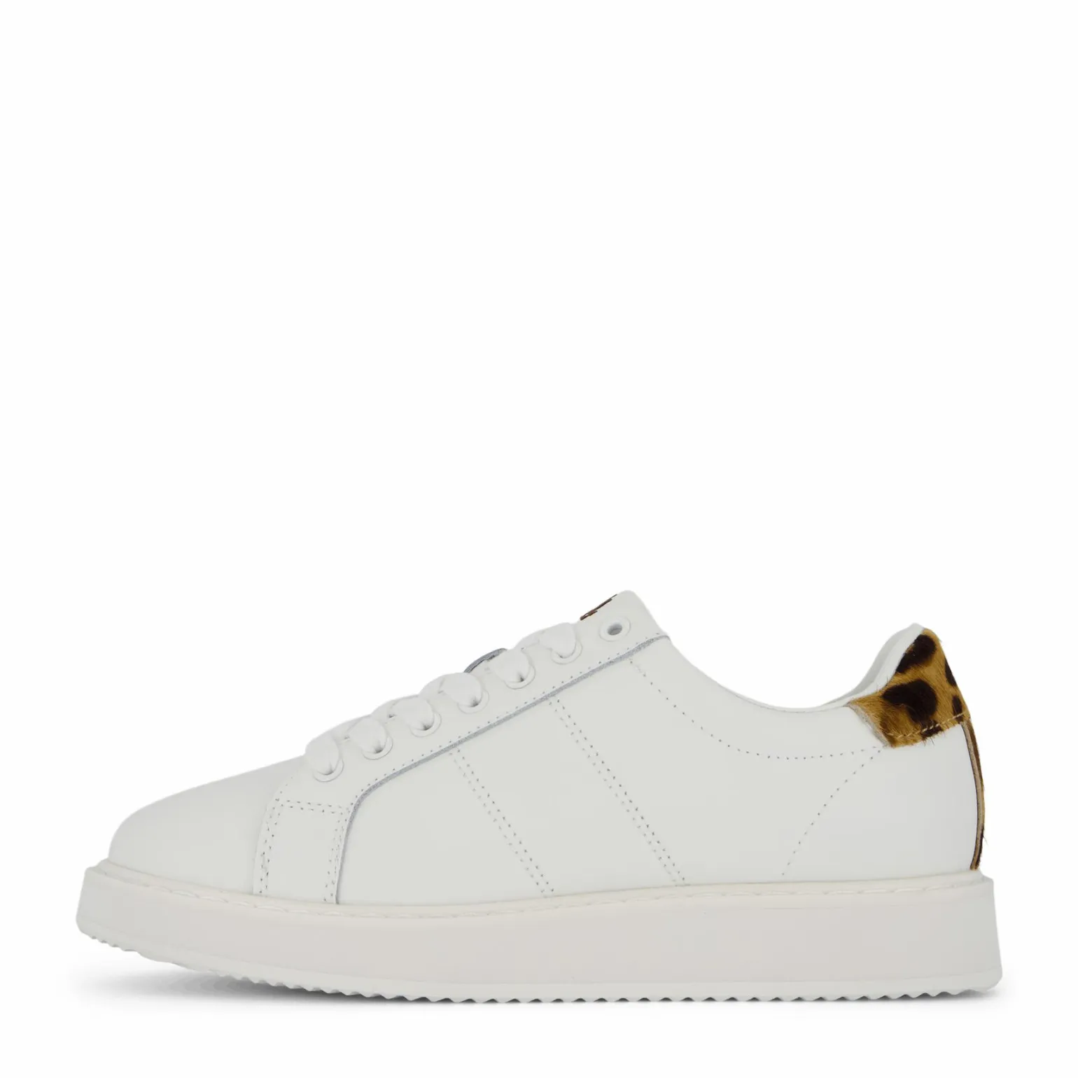 Angeline IV Leather & Haircalf Trainer Snow White/Chestnut Brown