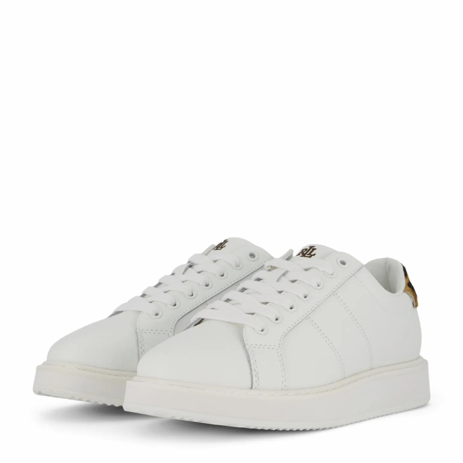 Angeline IV Leather & Haircalf Trainer Snow White/Chestnut Brown