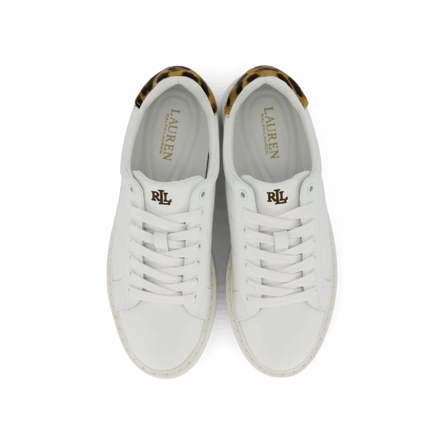 Angeline IV Leather & Haircalf Trainer Snow White/Chestnut Brown