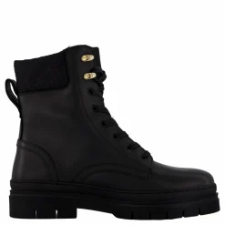 Cleated Lace-up Lthr Mix Mono Black