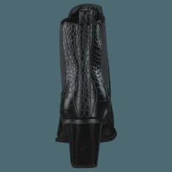 Croc Pointy Block Heel Black