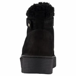 Faux Fur Nubuck Low Lace-up Black