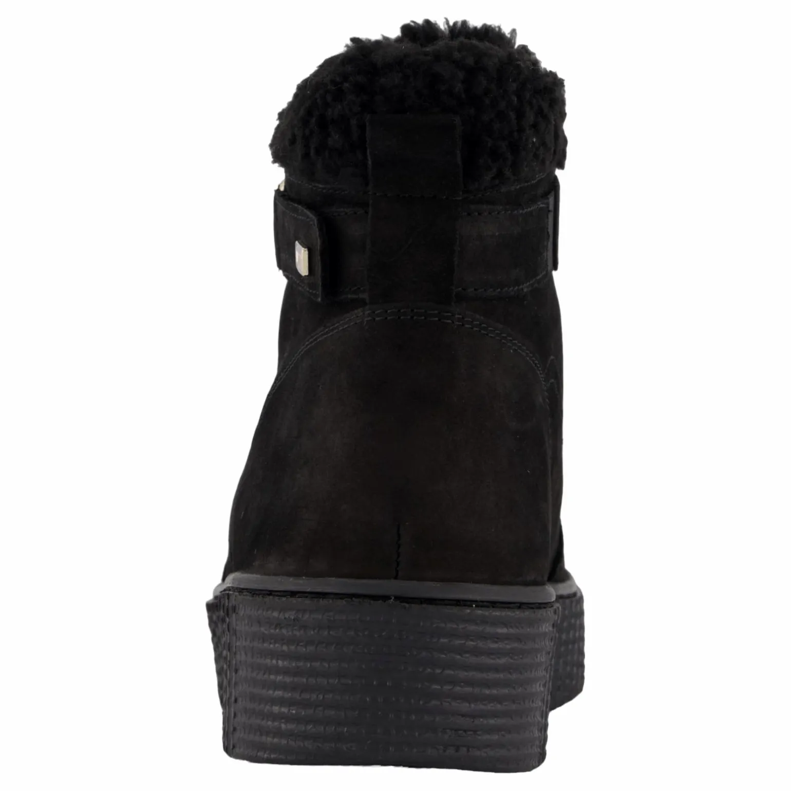 Faux Fur Nubuck Low Lace-up Black