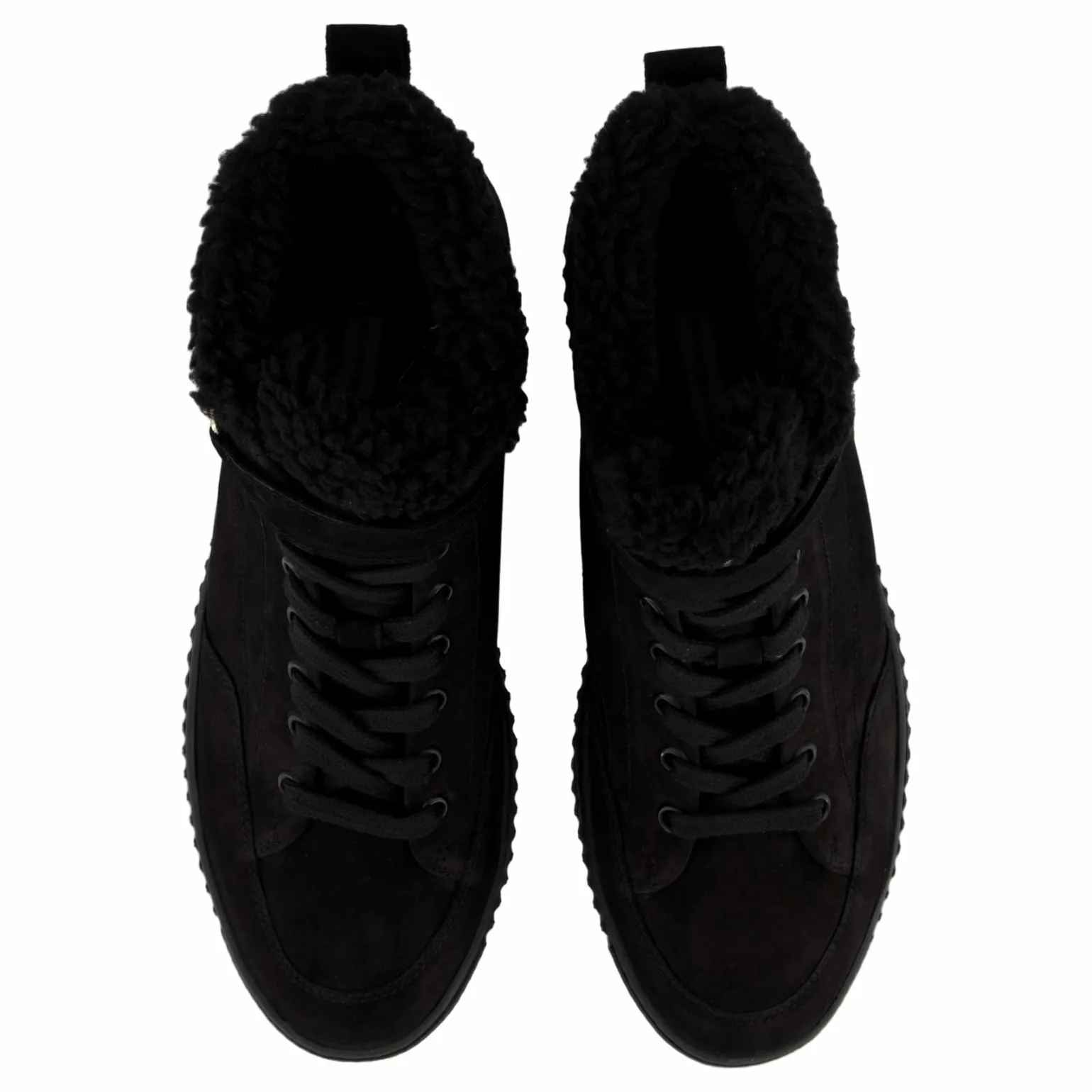 Faux Fur Nubuck Low Lace-up Black