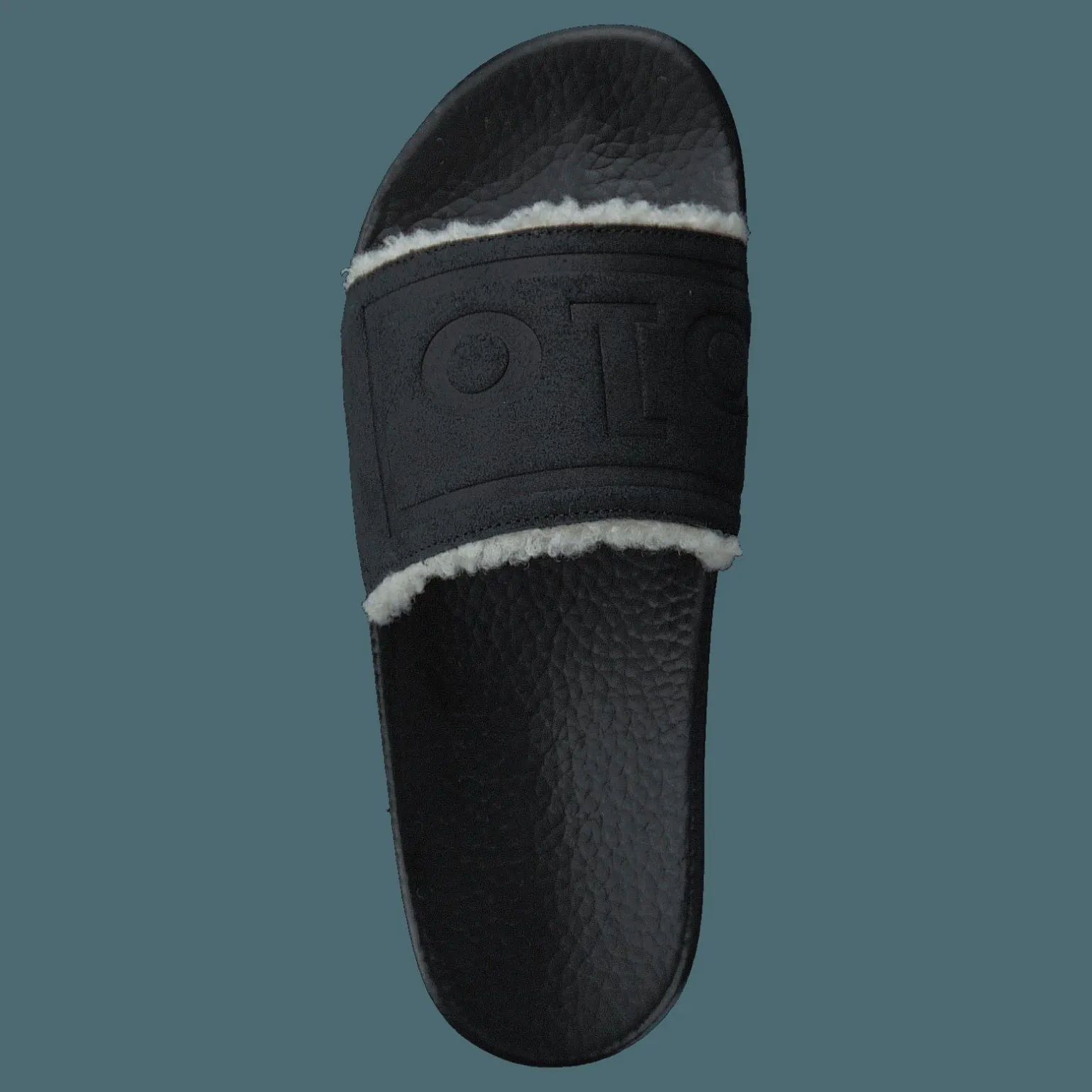 Faux-Shearling–Lined Suede Slide Black