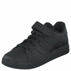 Grand Court Elastic Lace and Top Strap Shoes Core Black / Core Black / Grey Six