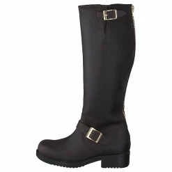 High Zip Back Brown Shiny Gold