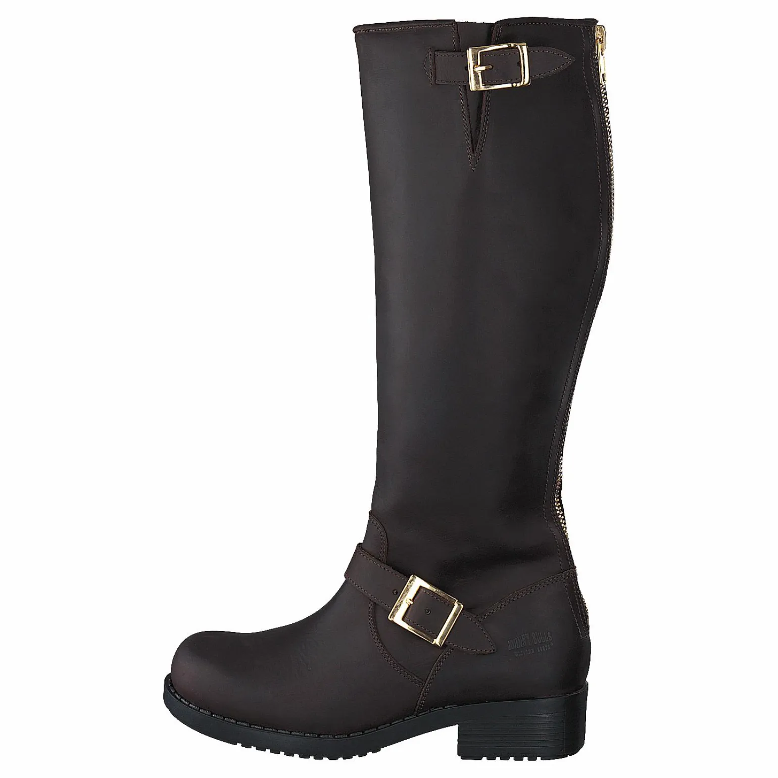 High Zip Back Brown Shiny Gold