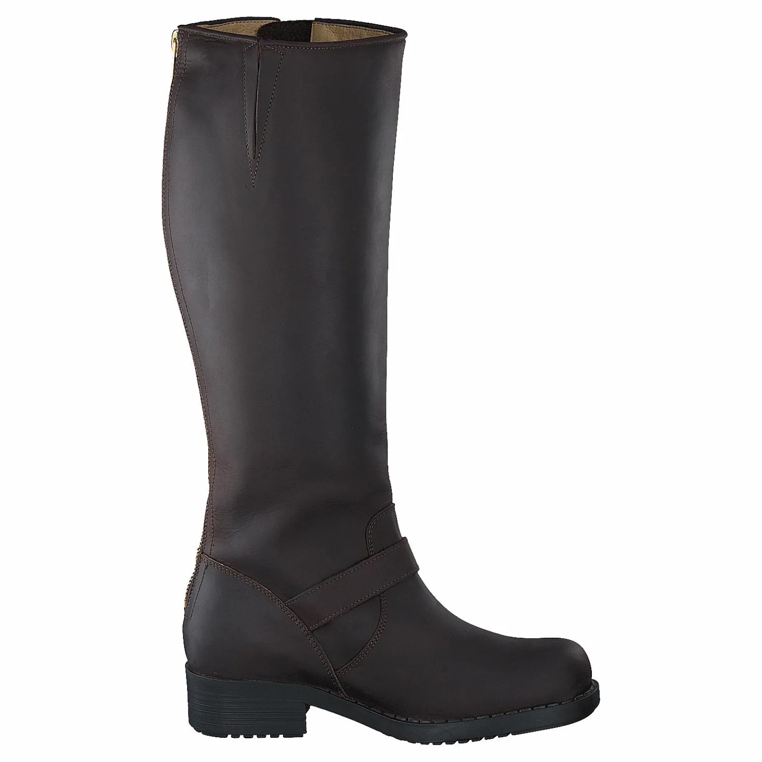 High Zip Back Brown Shiny Gold
