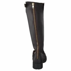 High Zip Back Brown Shiny Gold