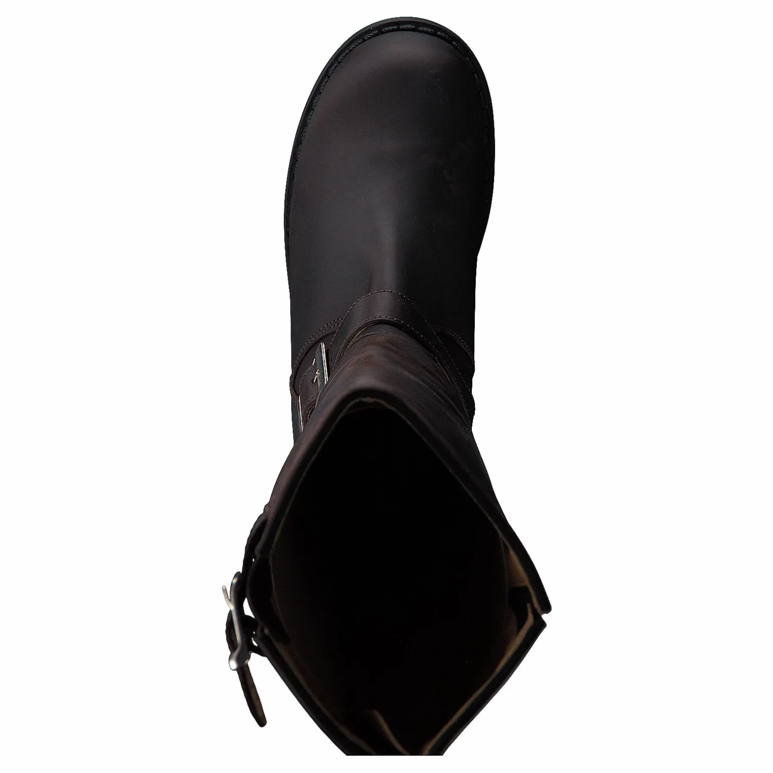 High Zip Back Brown Shiny Silver
