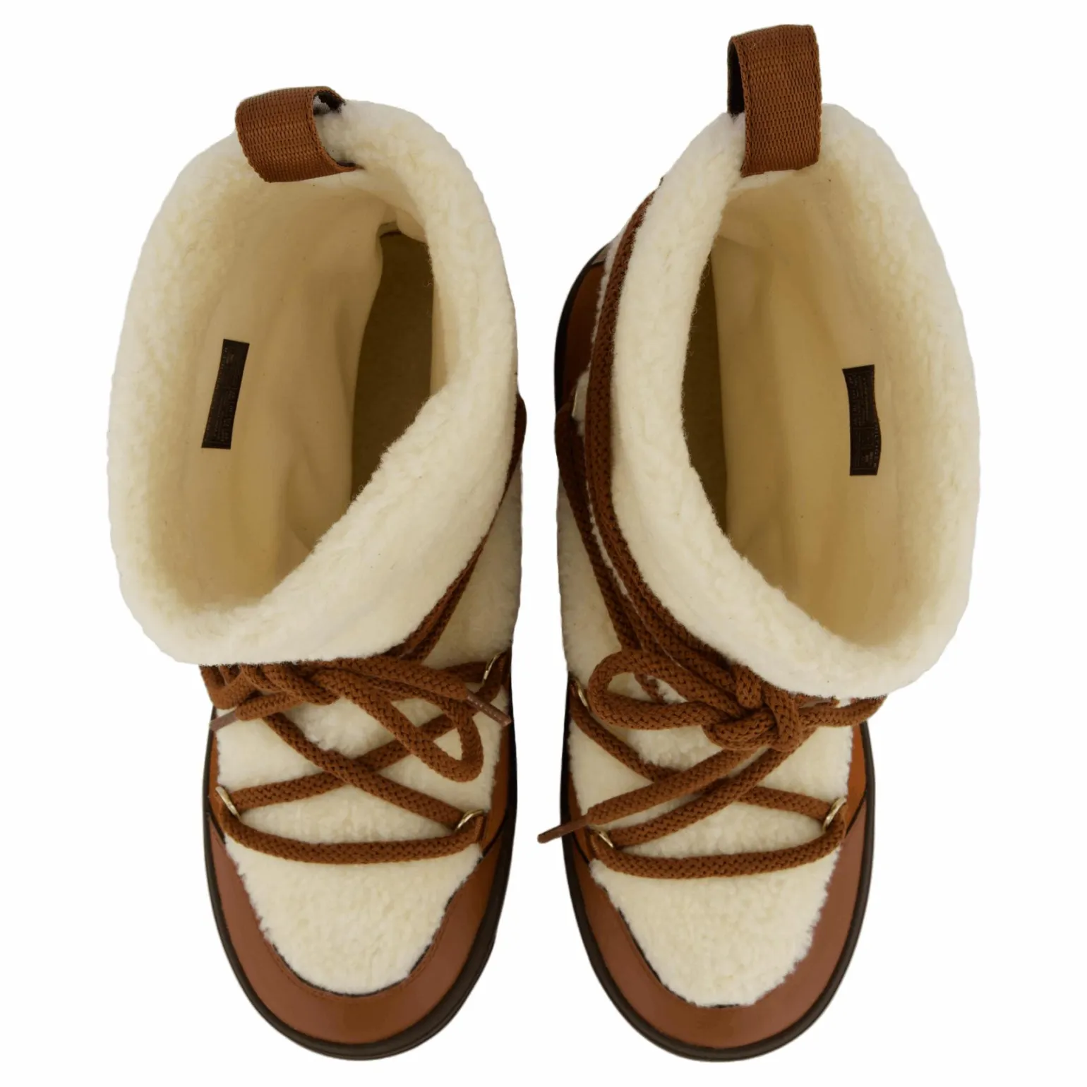 Lace-up Faux Shearling Snowboo Cognac Brown